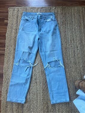 Abercrombie & Fitch Light Size 31/12 Blue Distressed Straight-Leg Jeans